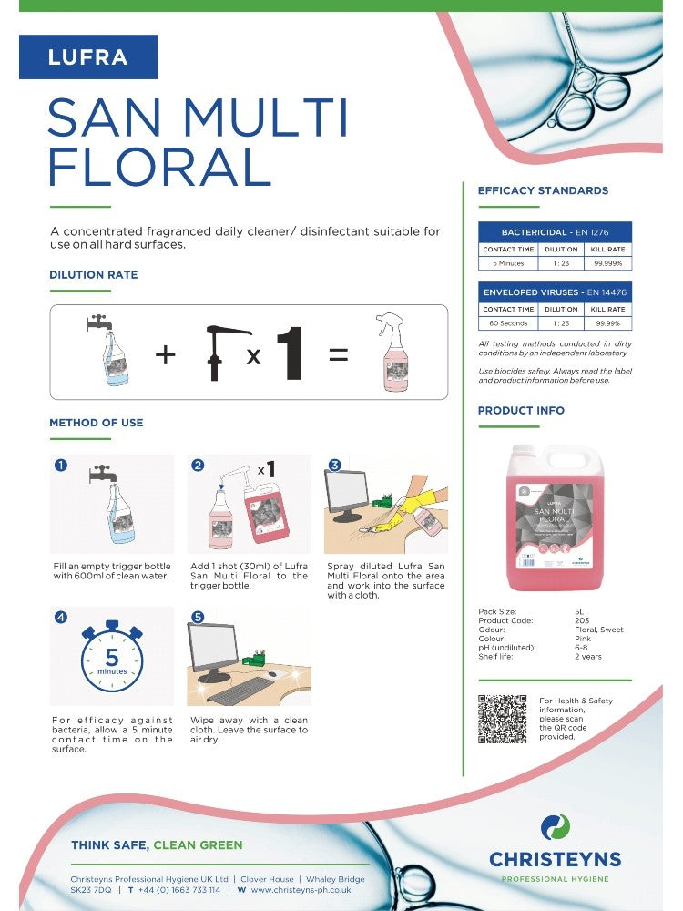 Christeyns Clover Lufra San Multi Floral Daily Cleaner and Disinfectant (203)
