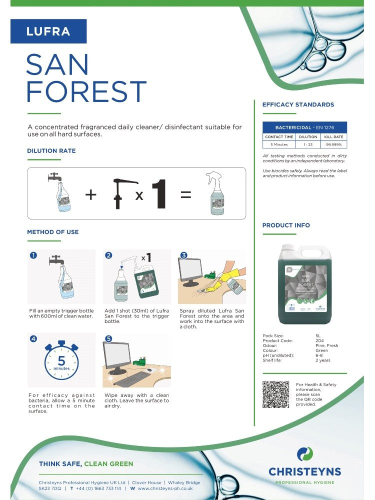 Lufra San Forest (204) product information sheet, page 1