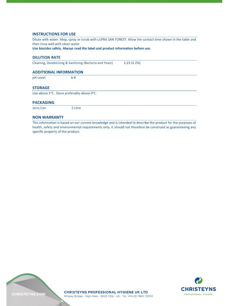 Lufra San Forest (204) product information sheet, page 4