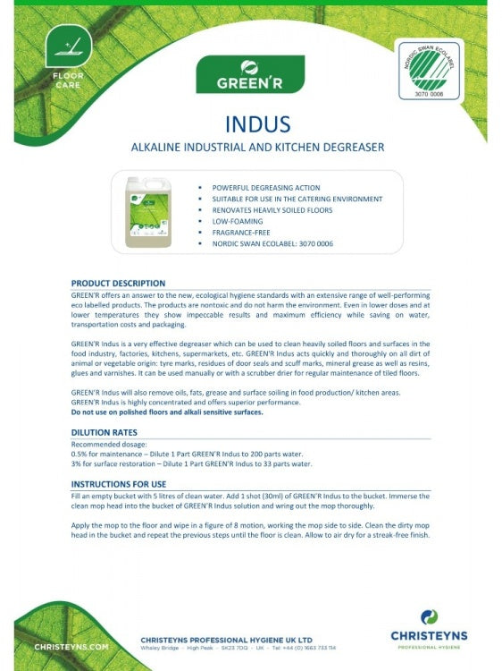 Clover Chemicals GREEN'R Indus (338) product information sheet, page 1