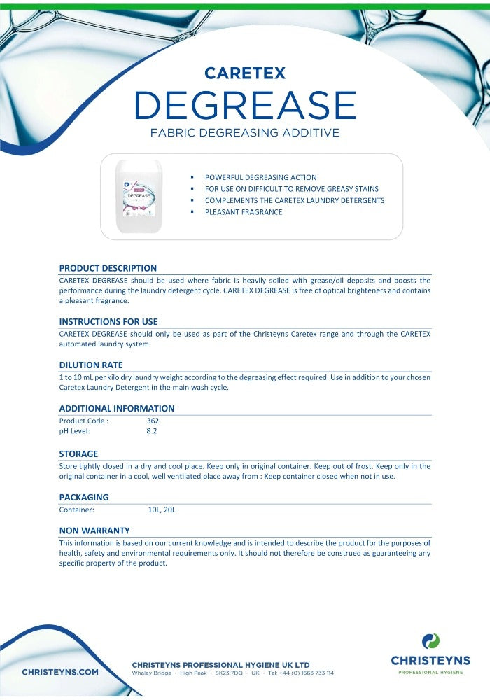 Caretex Degrease Fabric Degreasing Additive (362)