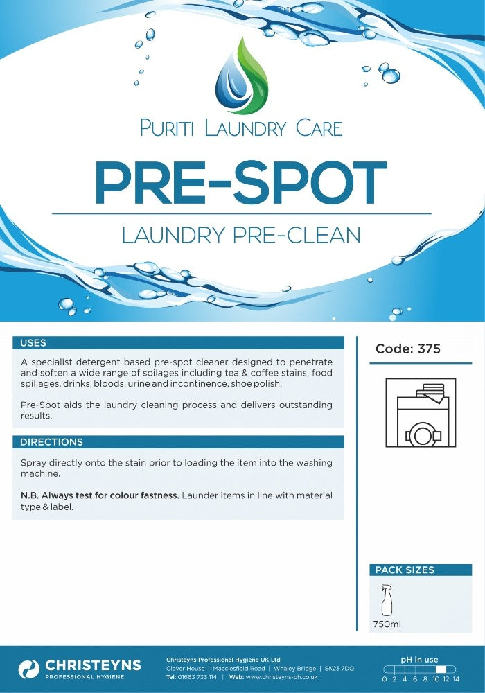 Clover Chemicals Puriti Pre-Spot Laundry Pre-Clean (375)