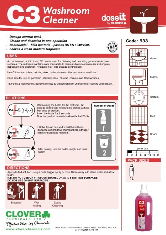 Clover Chemicals Dose It C3 Washroom Cleaner (533)