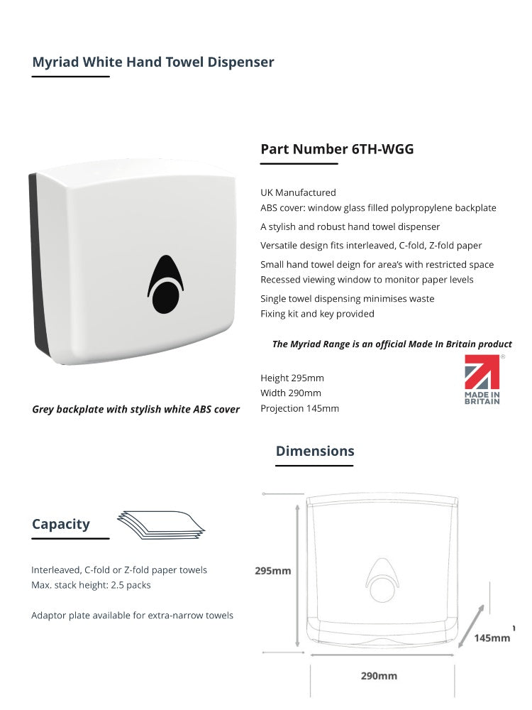 Myriad Gloss White Recycled Hand Towel Dispenser | Sustainable Commercial Paper Towel Dispenser