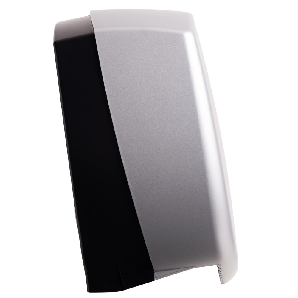 Myriad Matte Silver Recycled Mini Jumbo Toilet Roll Dispenser | 8” Commercial Washroom Dispenser