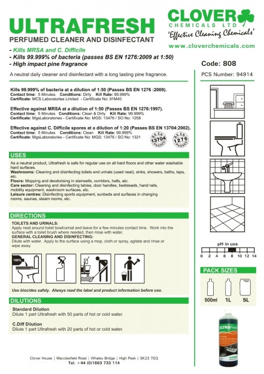 Clover Chemicals Ultrafresh Cleaner & Disinfectant (808)