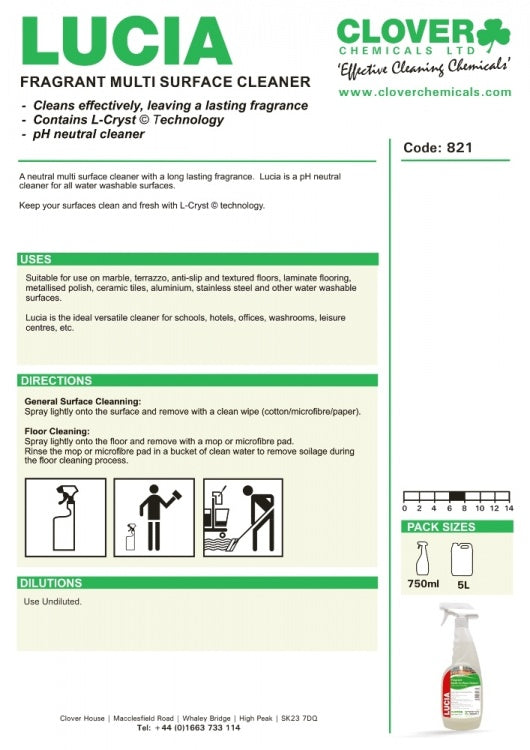 Clover Chemicals Lucia Multi Surface Cleaner (821)