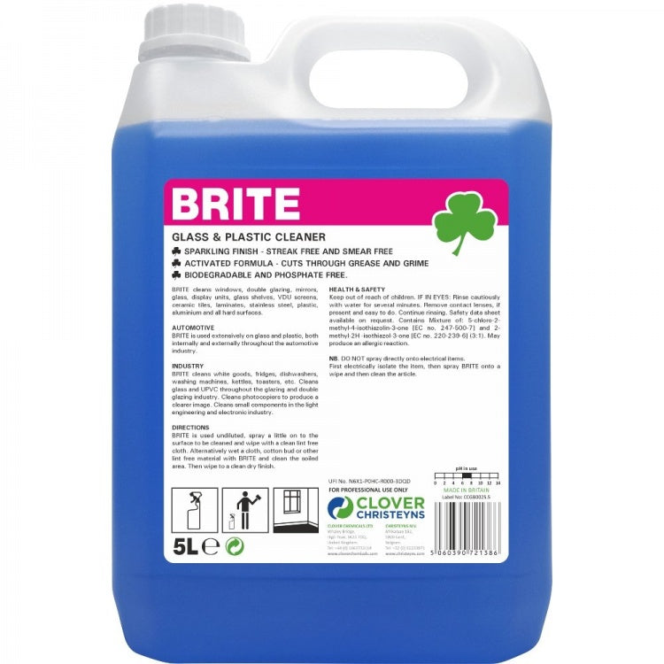 Clover Chemicals Brite glass cleaner (701), 5 litre