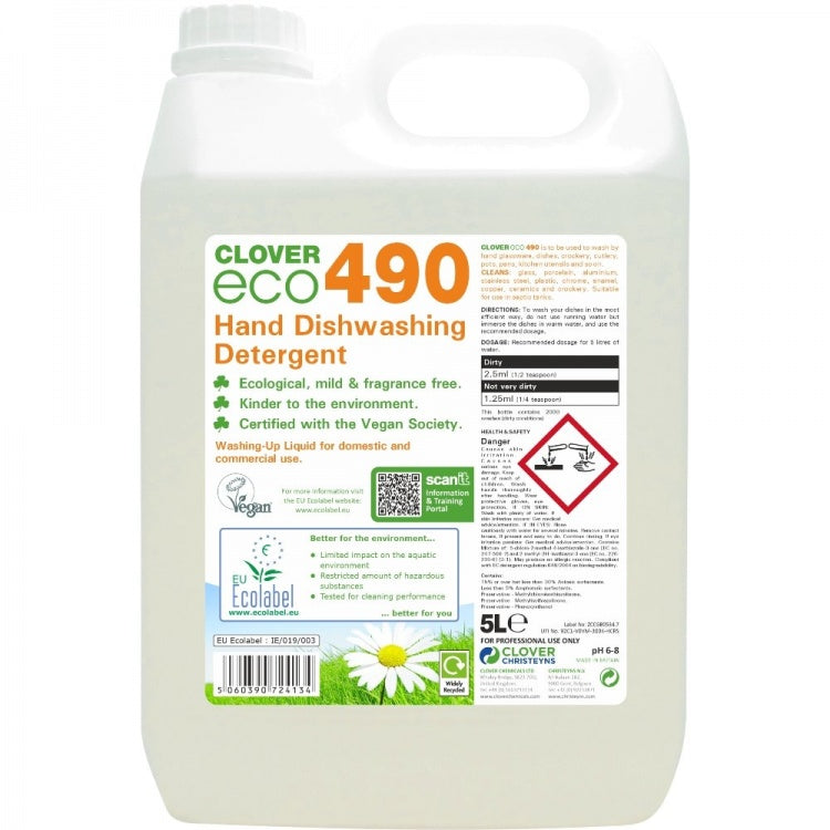 Clover Chemicals Eco 490 hand dishwashing detergent, 5 litre