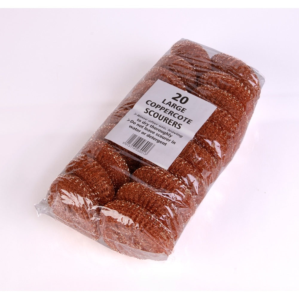 Coppercote Scourer (Pack of 20) - Fine Metal Mesh Coated with Copper - Ideal For Use On Metal Surfaces - Non Scratch