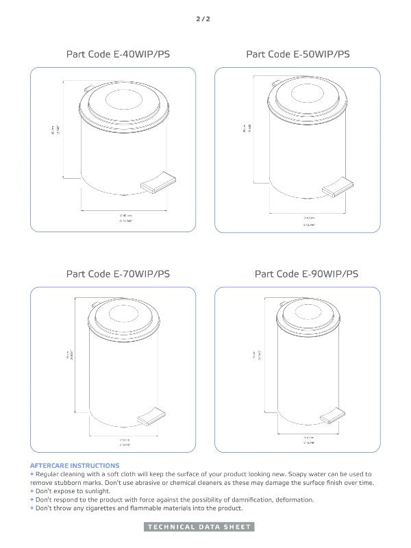 Ecoline Polished Stainless Industrial Waste Bin 40Ltr – 90Ltr