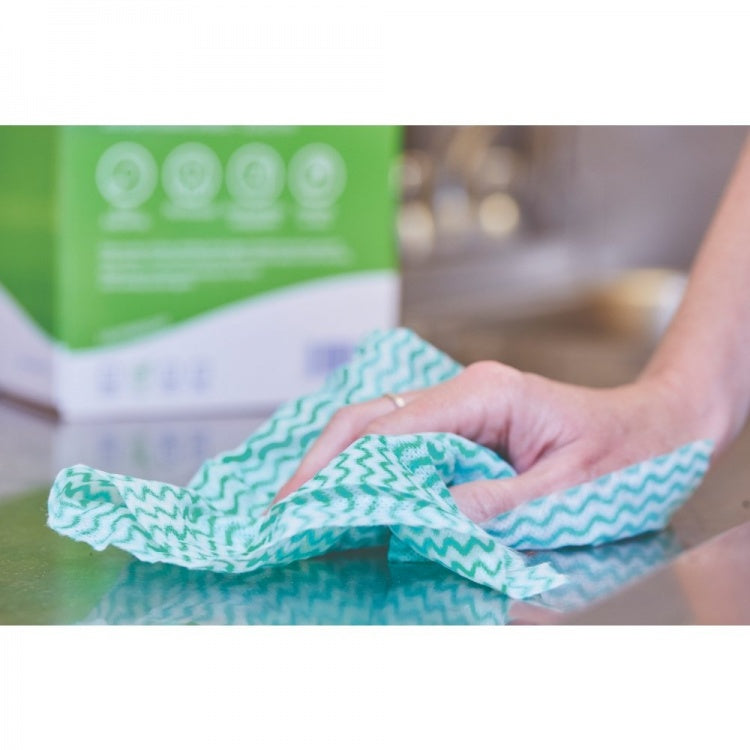 Handy Wipes disposable cleaning wipes dispenser pulling a wipe