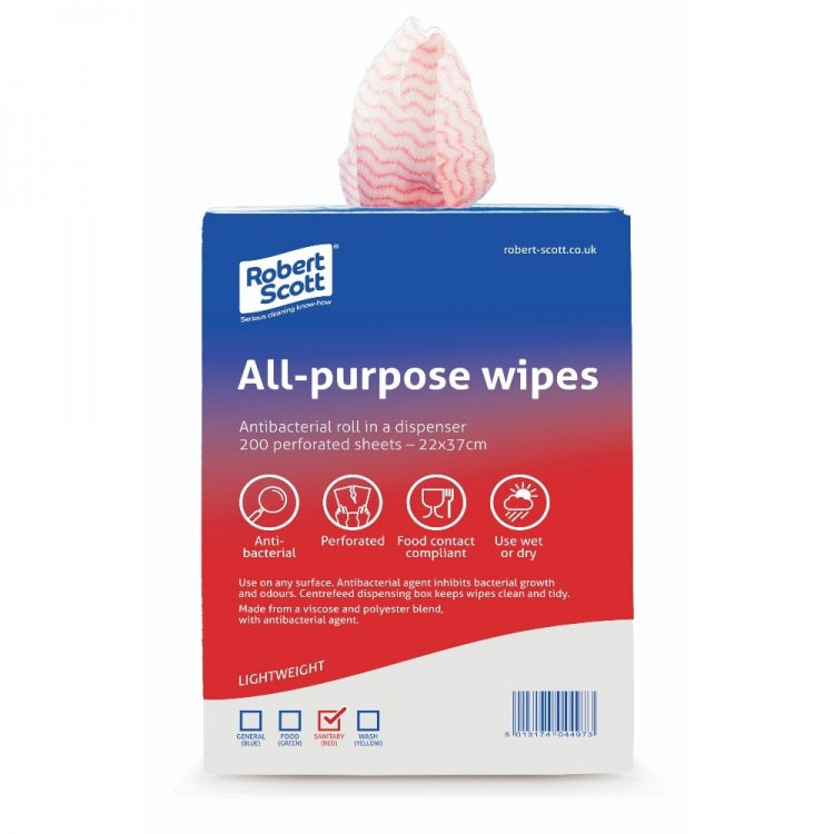 Handy Wipes disposable cleaning wipes dispenser (200), red
