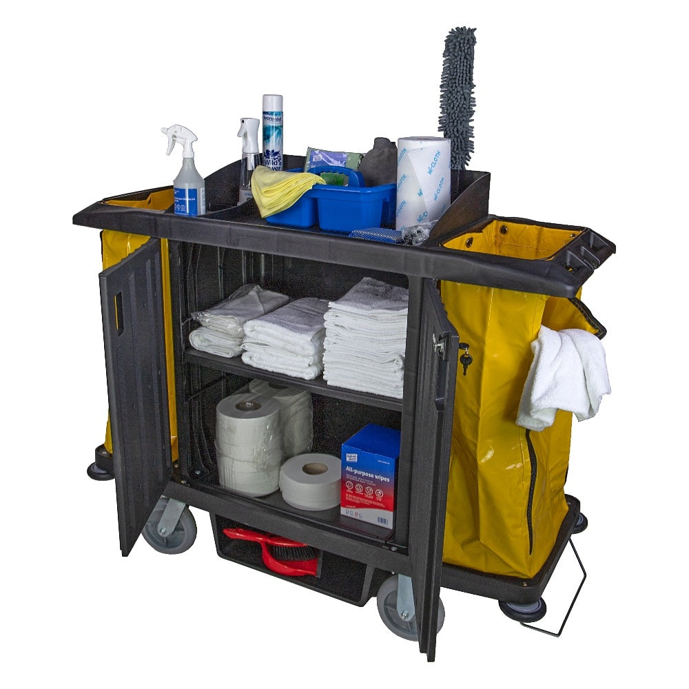 Commercial Housekeeping Trolley with Lockable Storage Cabinet