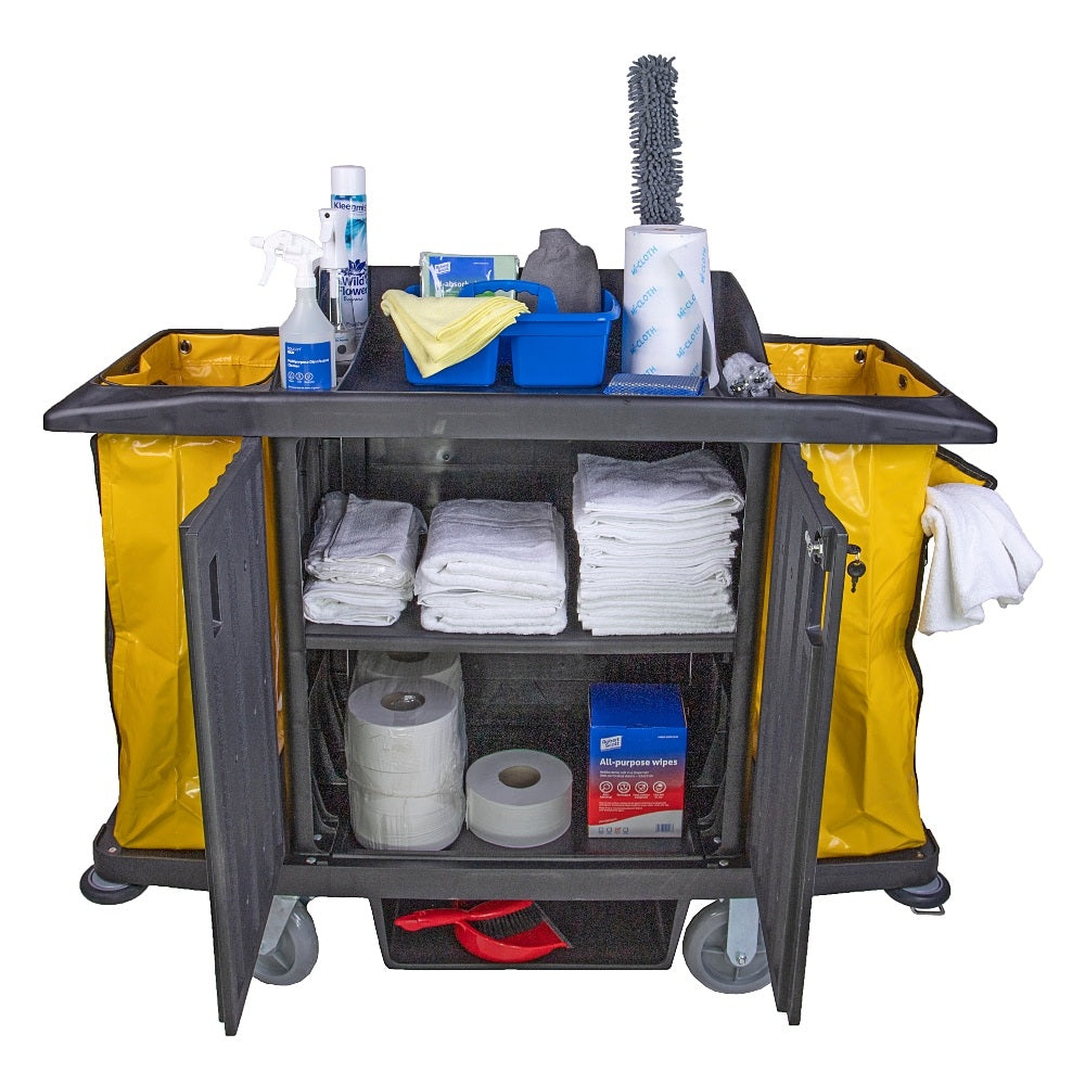 Commercial Housekeeping Trolley with Lockable Storage Cabinet