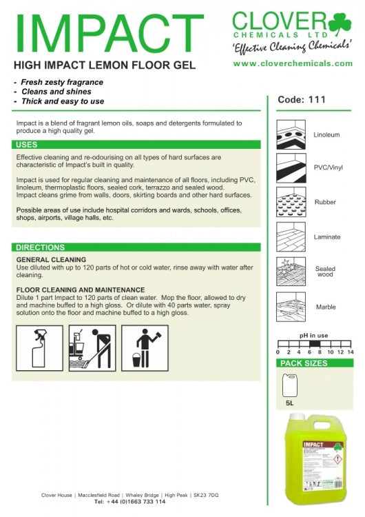 Clover Chemicals Impact Lemon Floor Gel (111)
