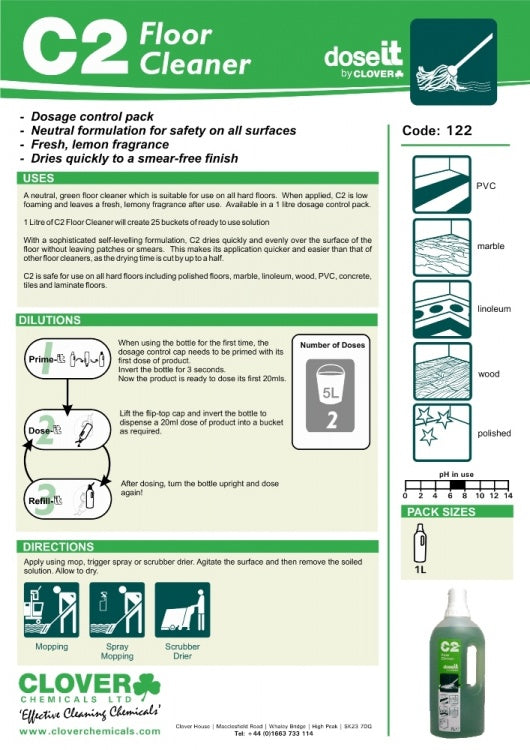 Clover Chemicals Dose It C2 Floor Cleaner (122)