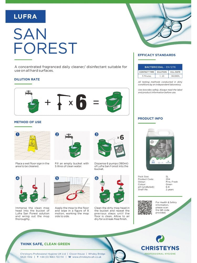 Christeyns Clover Lufra San Forest Daily Cleaner and Disinfectant (204)