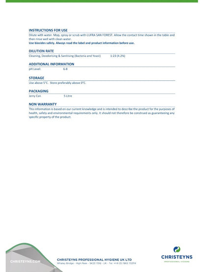 Christeyns Clover Lufra San Forest Daily Cleaner and Disinfectant (204)