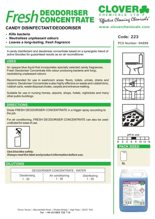 Clover Chemicals Fresh Deodoriser Concentrate (223)