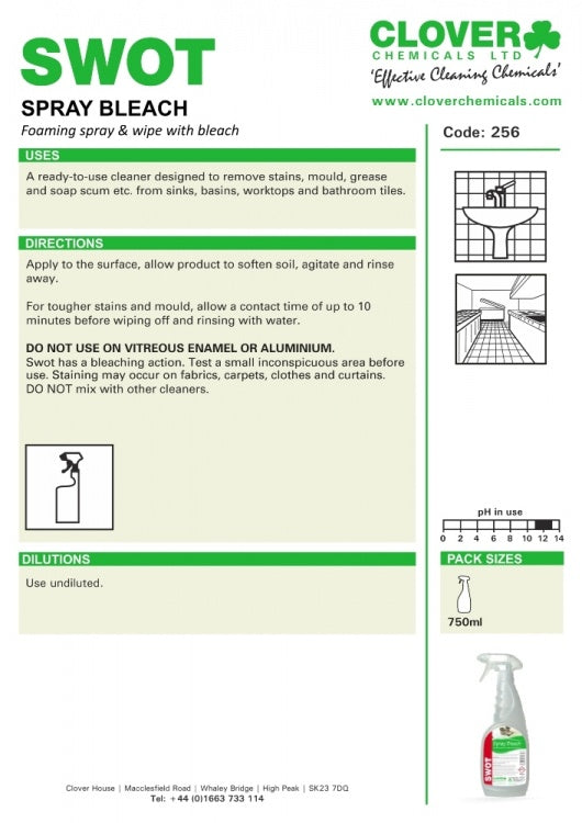 Clover Chemicals Swot Spray Bleach (256)