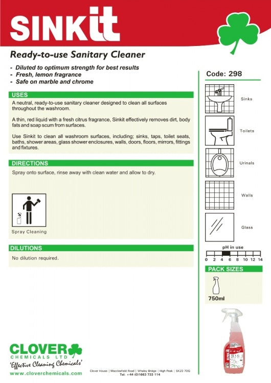 Clover Chemicals Sinkit Ready To Use Sanitary Cleaner (298)