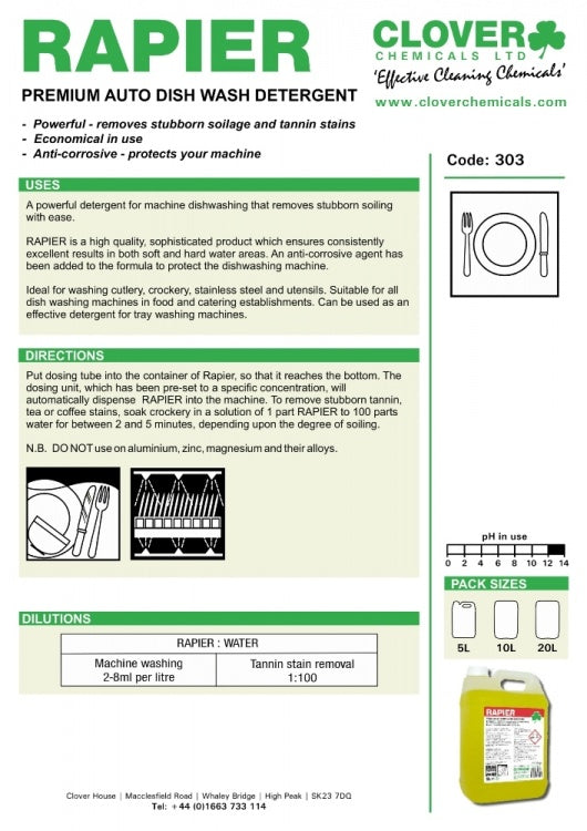 Clover Chemicals Rapier Premium Auto Wash Detergent (303)