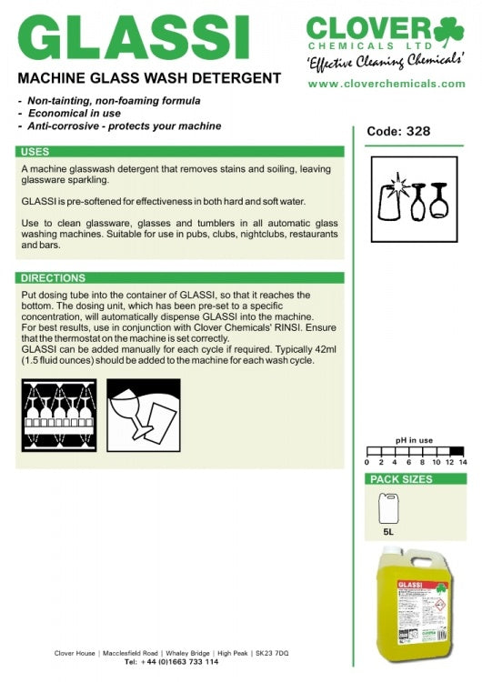 Clover Chemicals Glassi Machine Glasswash Detergent (328)