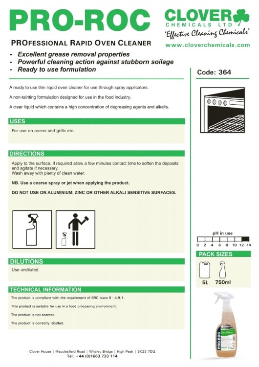 Clover Chemicals Pro-Roc Professional Rapid Oven Cleaner (364)