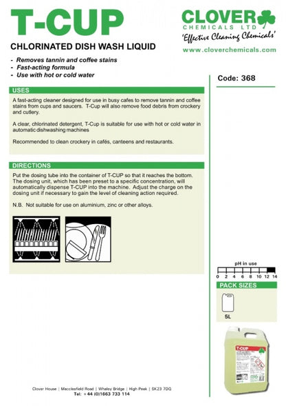 Clover Chemicals T-Cup Chlorinated Dishwash Liquid (368)