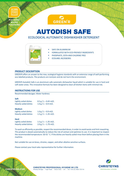 Christeyns Clover GREEN'R Autodish Safe Ecological Automatic Dishwashing Detergent
