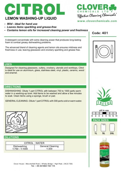 Clover Chemicals Citrol (401) product information sheet