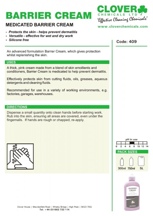 Clover  Chemicals Barrier Cream (409)