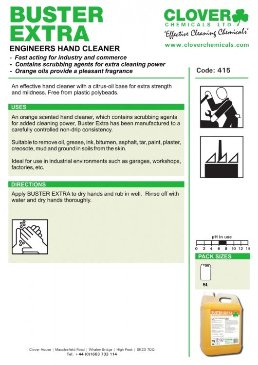 Clover Chemicals Buster Extra Engineers Hand Cleaner (415)