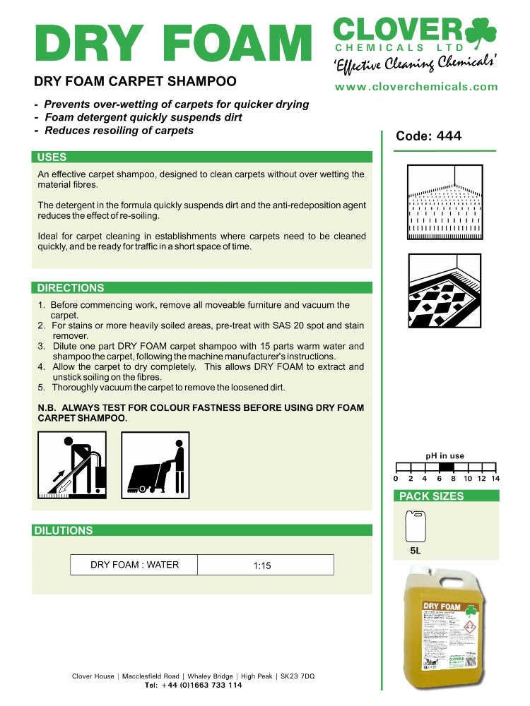 Clover Chemicals Dry Foam Carpet Shampoo (444)