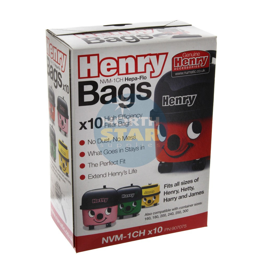 Genuine Original Numatic 'New Style' Red Boxed Hepa-Flo NVM-1CH SMS Dust Bags (Pack of 10)