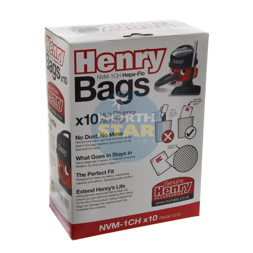 Genuine Original Numatic 'New Style' Red Boxed Hepa-Flo NVM-1CH SMS Dust Bags (Pack of 10)