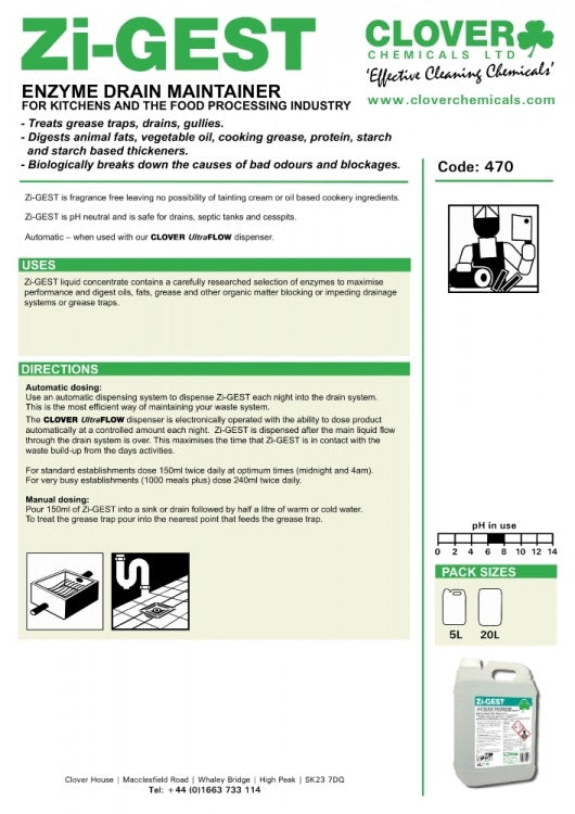 Clover Chemicals Zi-Gest Enzyme Drain Maintainer (470)