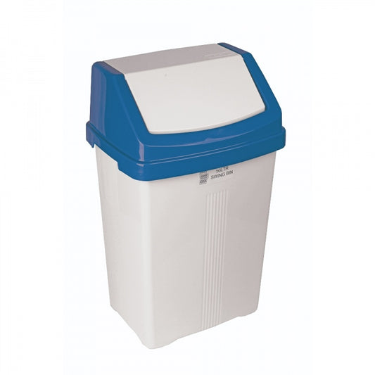 50L White Swing Bin & Blue Lid