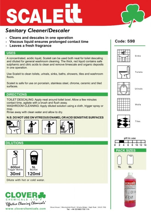 Clover Chemicals Scaleit Sanitary Cleaner & Descaler (598)