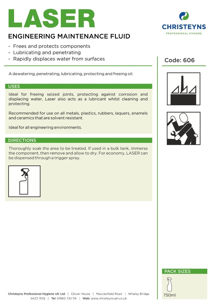 Christeyns Clover Laser Engineering Maintenance Fluid - Dewatering/ Penetrating/ Lubricating (606)
