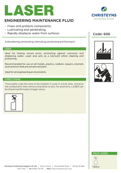 Christeyns Clover Laser Engineering Maintenance Fluid - Dewatering/ Penetrating/ Lubricating (606)