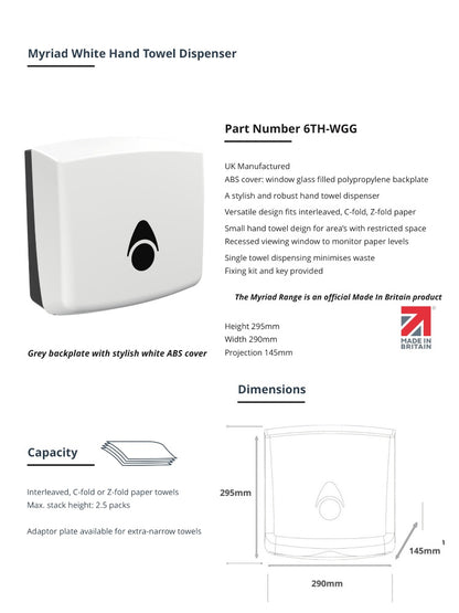 Myriad Gloss White Recycled Hand Towel Dispenser | Sustainable Commercial Paper Towel Dispenser