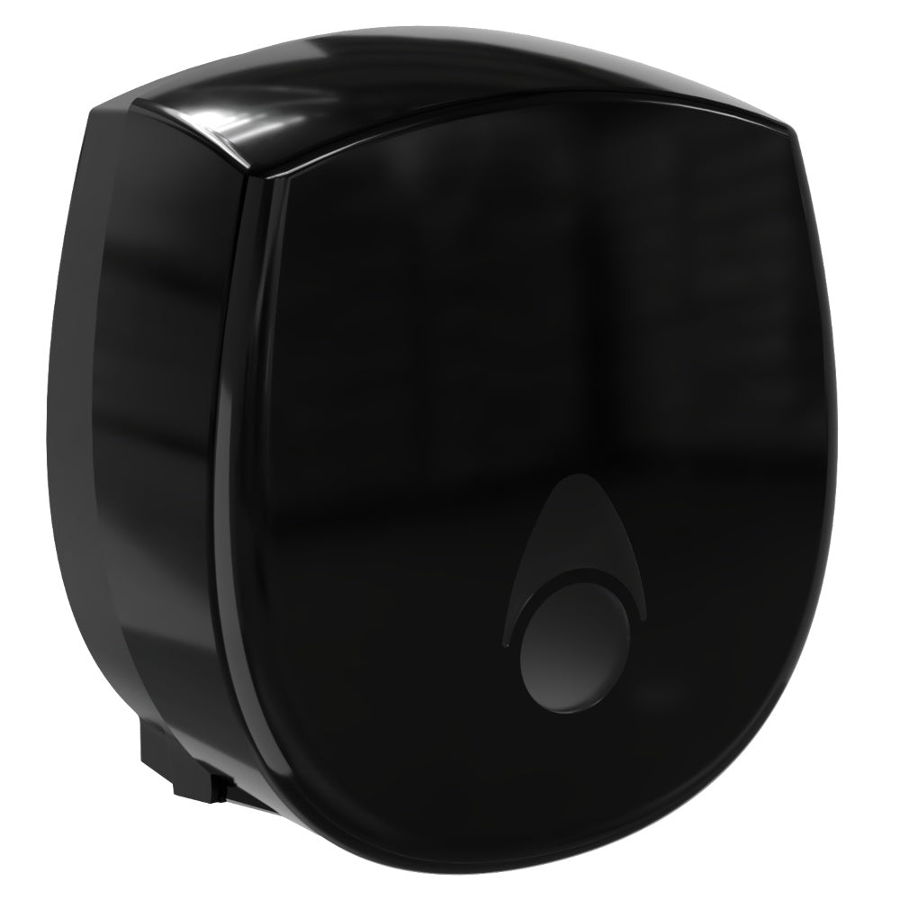 Myriad Gloss Black Recycled Mini Jumbo Toilet Roll Dispenser | 8” Commercial Washroom Dispenser