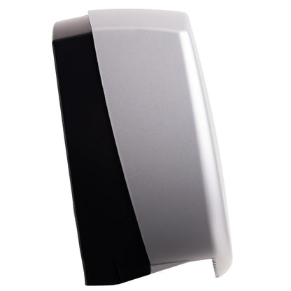 Myriad Matte Silver Recycled Mini Jumbo Toilet Roll Dispenser | 8” Commercial Washroom Dispenser