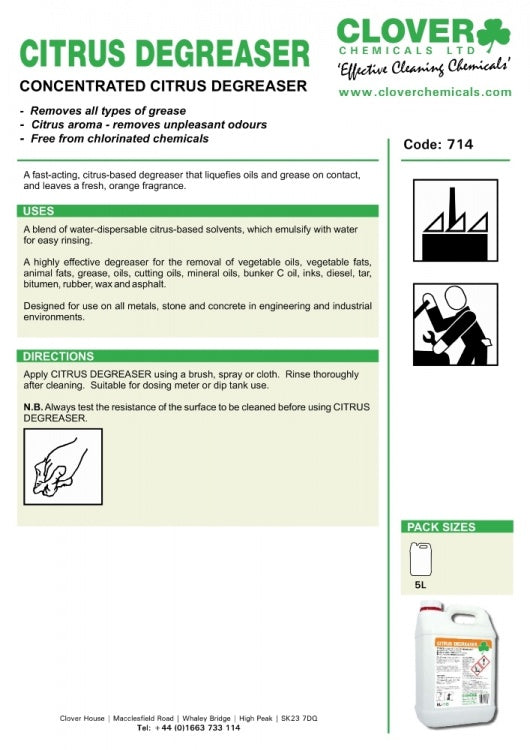 Clover Chemicals Citrus Degreaser (714)