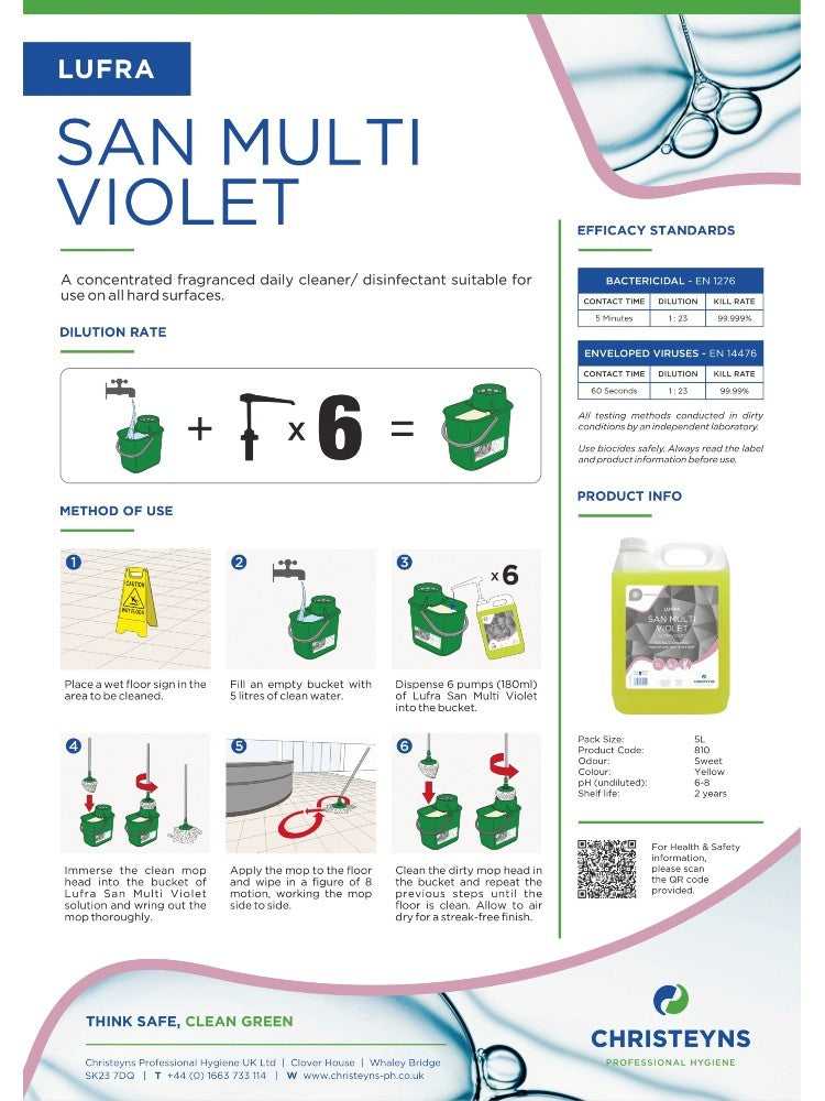 Clover Chemicals San Multi Violet Perfumed Cleaner & Disinfectant (810)