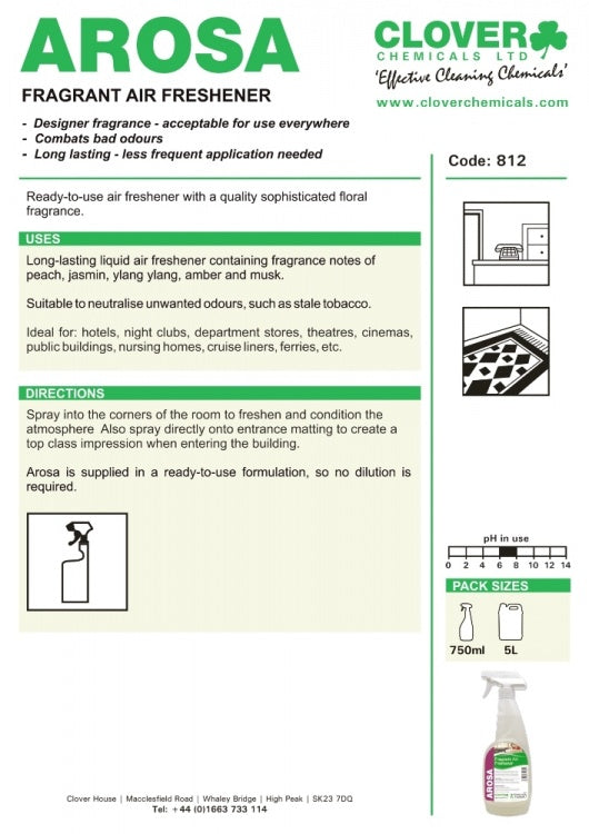 Clover Chemicals Arosa Fragrant Air Freshener (812)