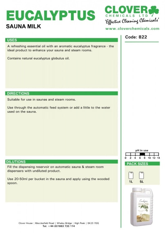 Clover Chemicals Eucalyptus Sauna Milk (822)