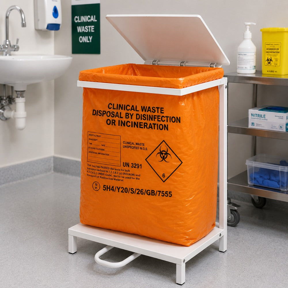Orange Heavy Duty Clinical Waste Sacks 90L 20kg | UN3291 Alternative Treatment Bags | Rolls of 20